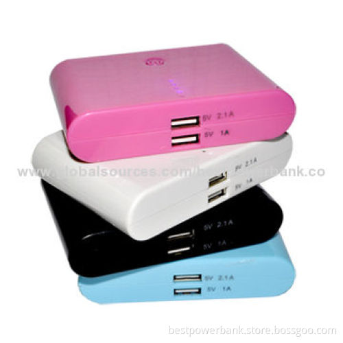Cheap Colorful Dual USB Portable Power Pack Mobile Phone Battery Chargers, w/Plug-and-play Function